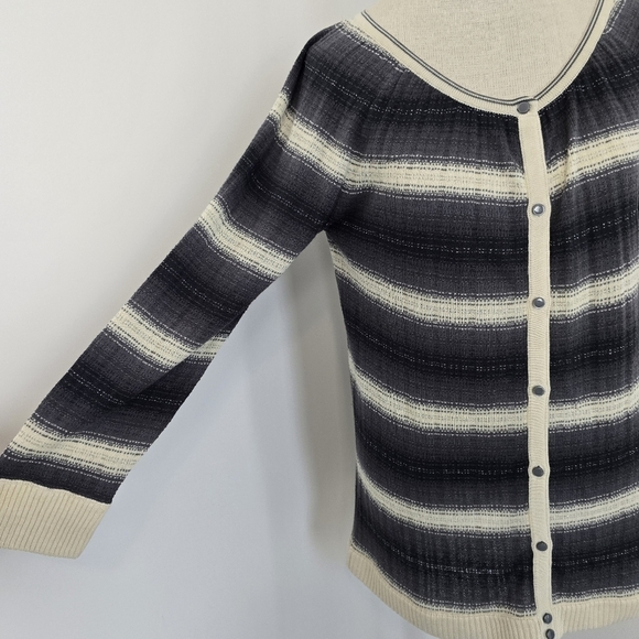Marc By Marc Jacobs Cream Shell Grey Ombre Silk Cashmere Cardigan Sz M (624) - Picture 2 of 7